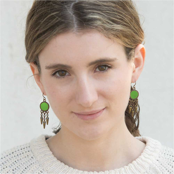 Spiked Green Apple Earrings