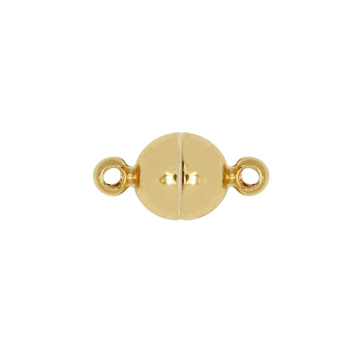 Magnetic Clasps, Smooth Round Ball with Loops 6mm Diameter, Gold Tone Brass (1 Set)