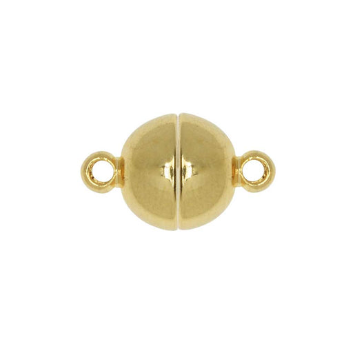 Magnetic Clasps, Smooth Round Ball with Loops 8mm Diameter, Gold Tone Brass (1 Set)