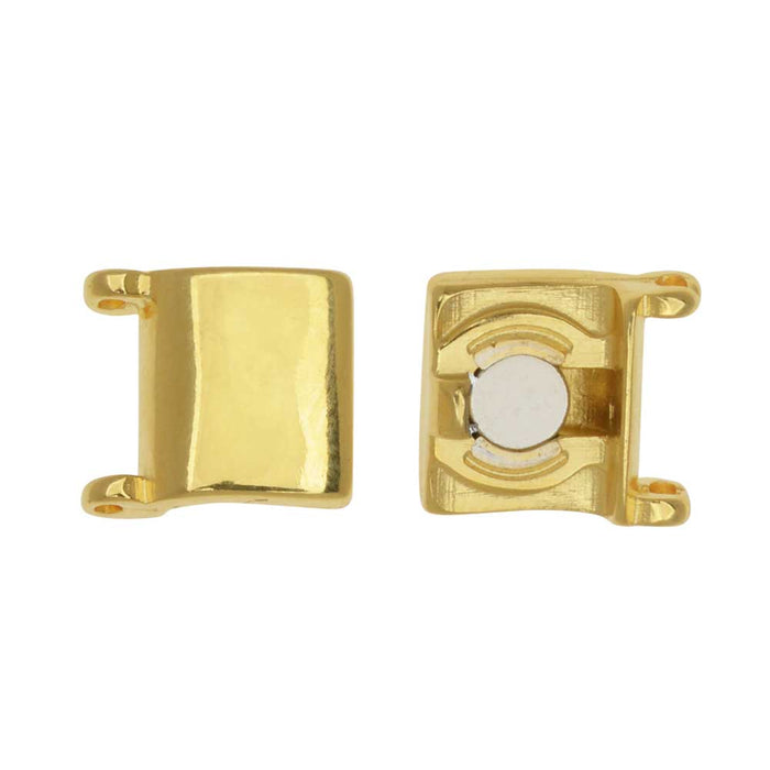 Cymbal Magnetic Clasps for 11/0 Delica & Round Beads, Axos, Square 13x9.5mm, 24K Gold Plated (1 Set) (1 Piece)