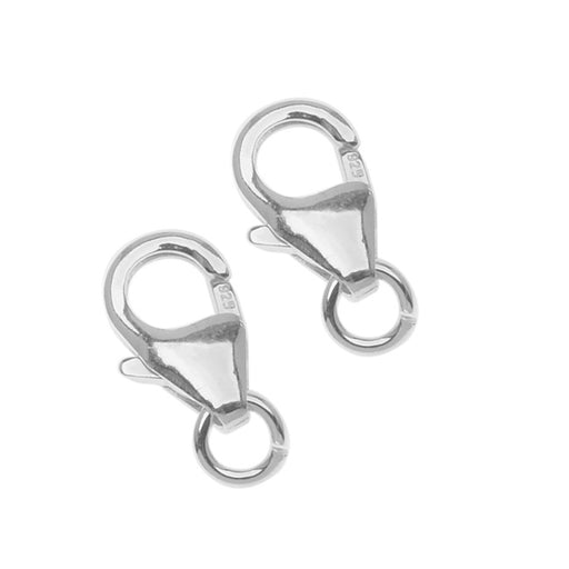 Lobster Clasps, Curved With Ring 8mm, Sterling Silver (10 Pieces)