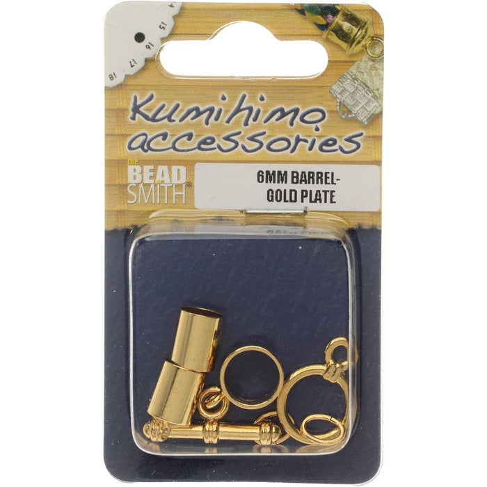 The Beadsmith Barrel Findings Variety Pack, For Kumihimo, Fits 6mm Cord, Gold Plated (1 Pack)