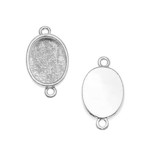 Nunn Design Bright Silver Plated Bezel Pendant Oval Link 14x10mm