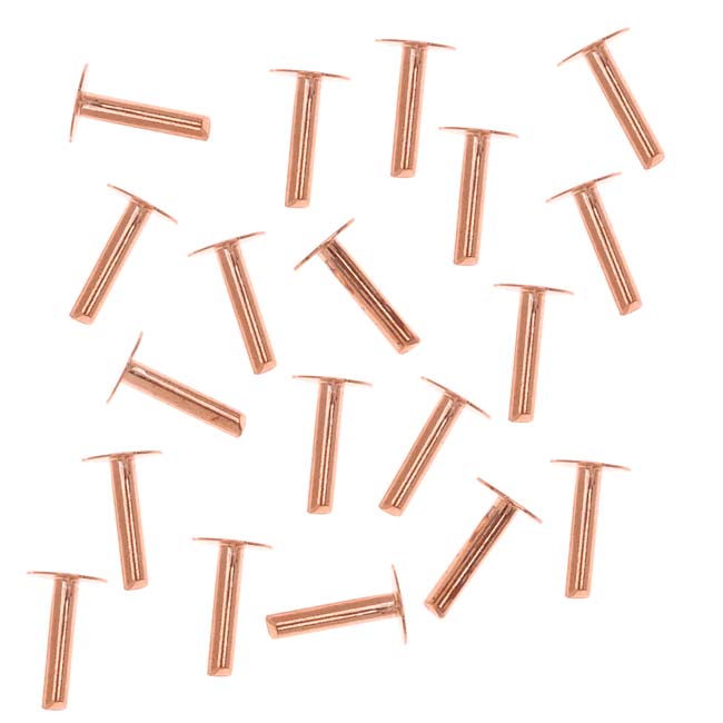 Copper 1/4 Inch Nail Head Rivets for Leather 1.3mm Diameter (20 Pieces)