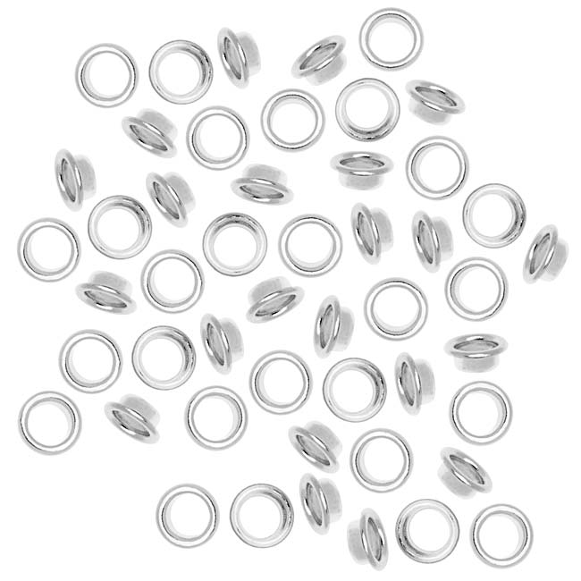 Silver Plated Round Grommets - Fits 4mm Bead Holes (100 pcs)
