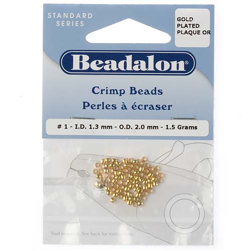 Beadalon Crimp Beads, 1.3mm, Gold Plated (85 Pieces)