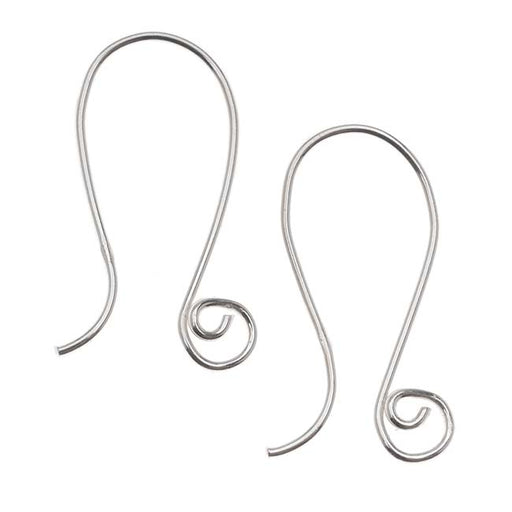 Sterling Silver Round Earring Hooks With Spiral Loop 20.5mm (1 Pair)