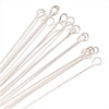 Open Eye Pins, 2 Inches Long and 24 Gauge Thick, Sterling Silver (10 Pieces)