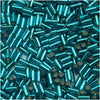 Toho Bugle Tube Beads Size #1 / 2x3mm Silver Lined Teal 8 Grams