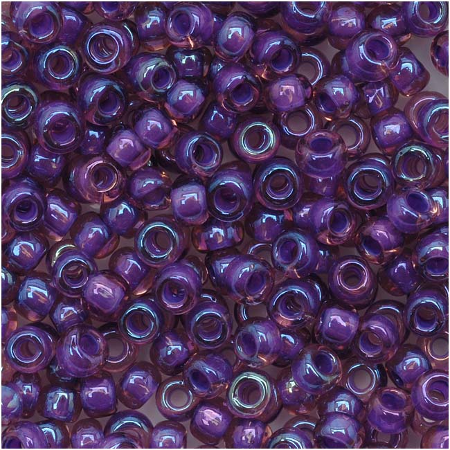 Toho Round Seed Beads 8/0 928 'Rainbow Rosaline/Opaque Purple Lined' 8 Gram Tube