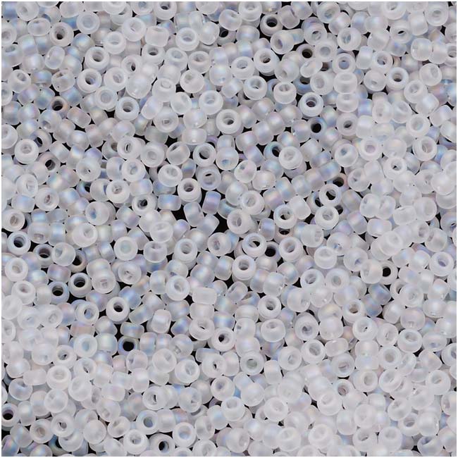 Toho Round Seed Beads 15/0 #161F 'Transparent Frosted Crystal' 8g