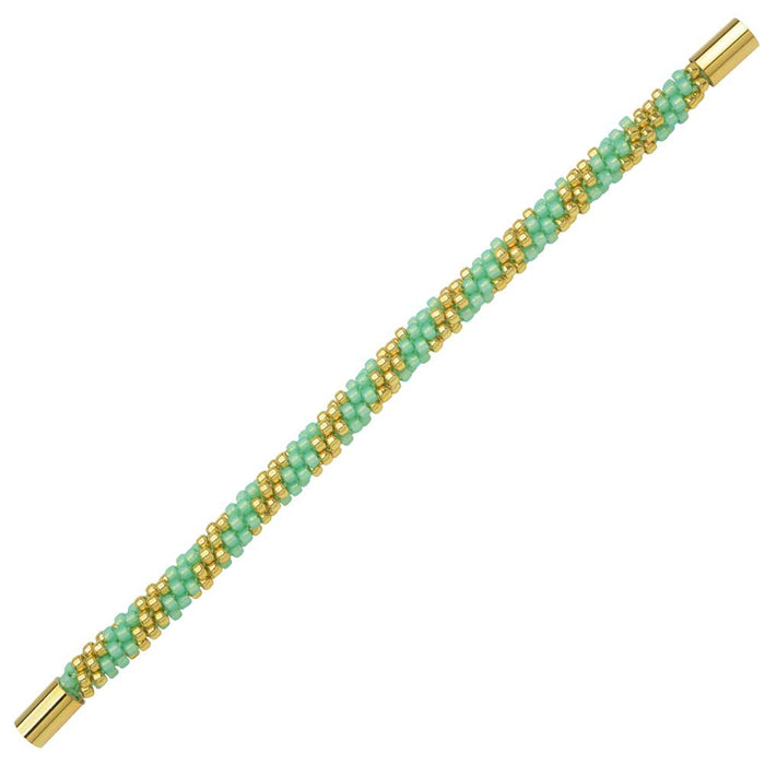 Splendid Spiral Kumihimo Bracelet in Mint and Gold - Exclusive Beadaholique Jewelry Kit