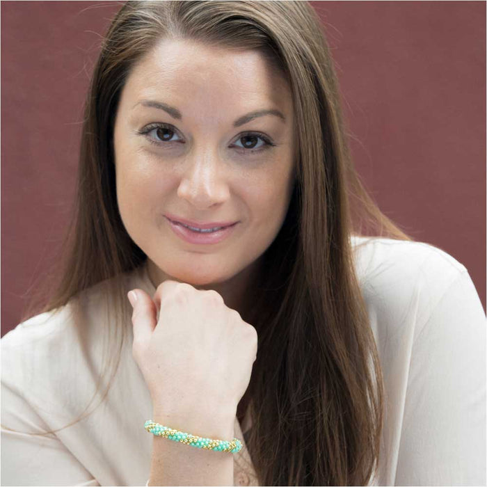 Splendid Spiral Kumihimo Bracelet in Mint and Gold - Exclusive Beadaholique Jewelry Kit