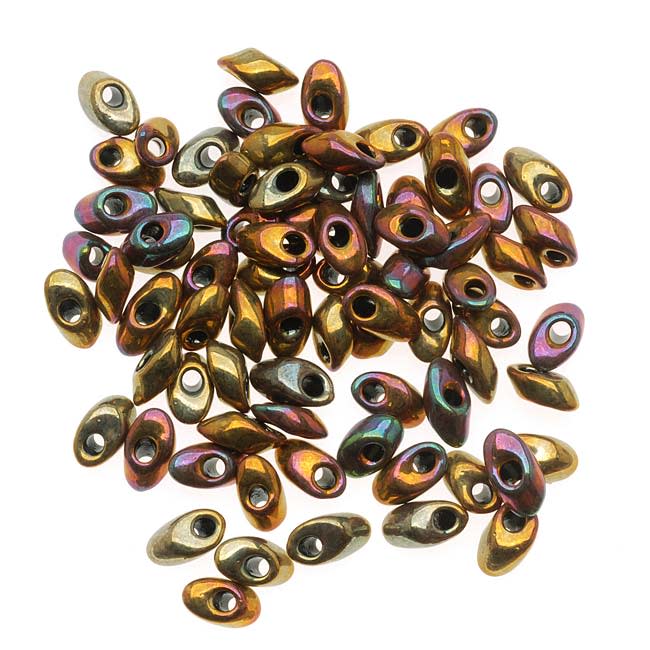 Miyuki Long Magatama Seed Beads - 4x7mm 'Metallic Iris Gold' 8.5 Grams