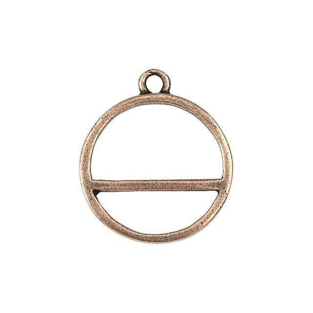 Open Back Bezel Pendant, Circle Horizon 23.5x27mm, Antiqued Copper, by Nunn Design (1 Piece)