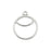 Open Back Bezel Pendant, Circle Sunrise 23.5x27mm, Antiqued Silver, by Nunn Design (1 Piece)