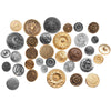 Assorted Vintage Metal Buttons Gold And Silver Tone 12-28mm Diameter - 1/4 Pound Variety Pack