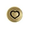 TierraCast Pewter Button, Round Heart Design 12mm Diameter, 1 Piece, Brass Oxide