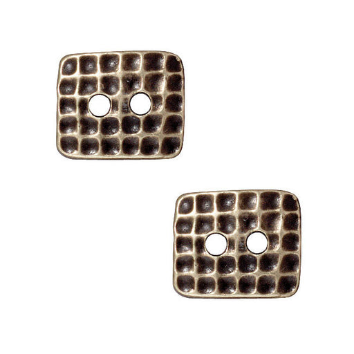 TierraCast Brass Oxide Finish Pewter Rectangle Hammered Texture Button 12.5x15mm (2 Pieces)