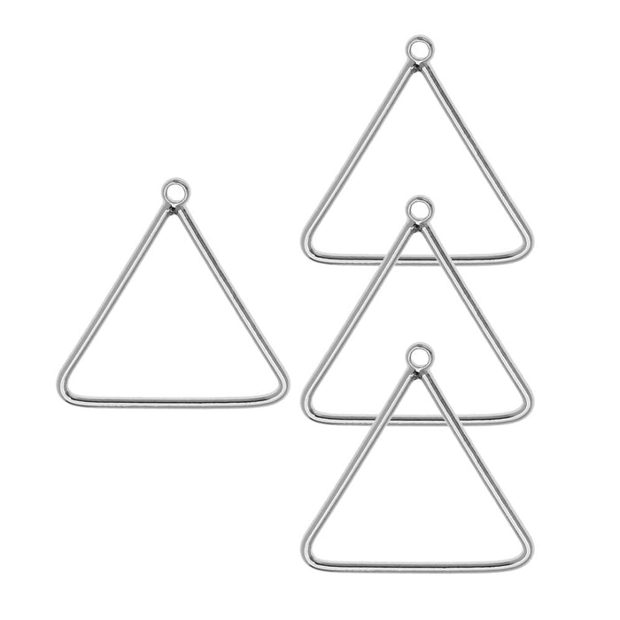 Beadable Open Wire Frame for Earrings or Pendants, Triangle 16.5mm, Platinum Tone (4 Pieces)