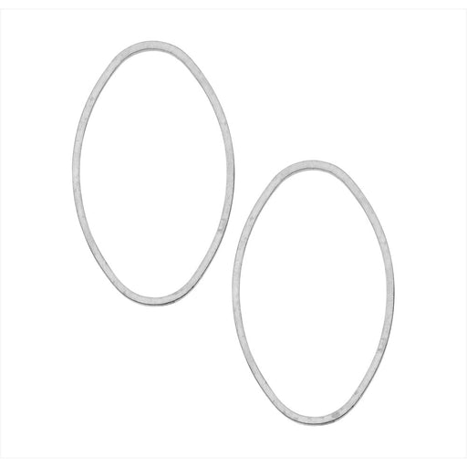 Beadable Open Frame Link, Oval 26x16mm, Silver Tone (4 Pieces)