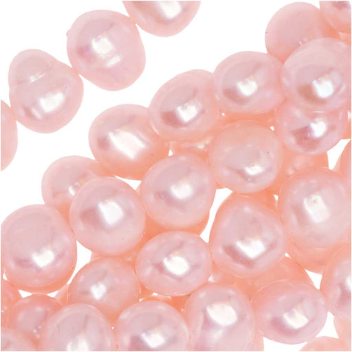 Cultured Pearl Beads, Round 6-7mm, Iridescent Light Pink (15.5 Inch Strand)