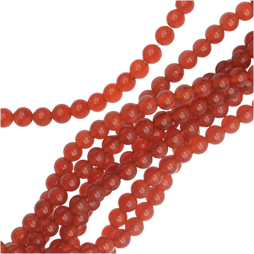 Dakota Stones Gemstone Beads, Red Carnelian, Round 4mm, 8 Inch Strand