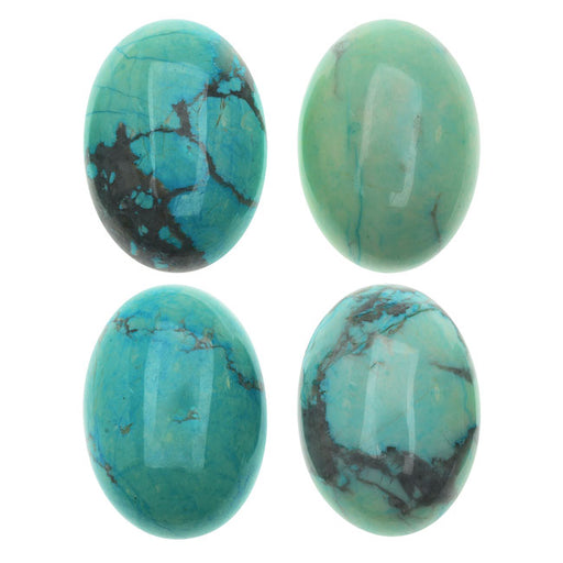 Chinese Turquoise Dyed Howlite Gemstone Oval Flat-Back Cabochons 18x13mm (2 pcs)