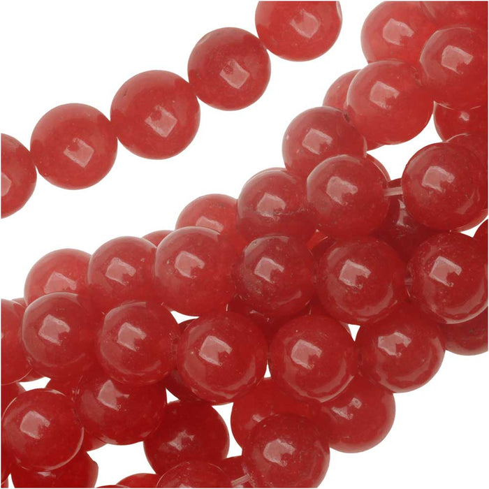 Gemstone Beads, Candy Jade, Round 8mm, Cherry Red (15.5 Inch Strand)