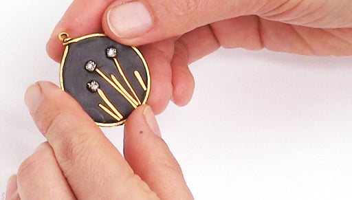 How to Make a Framed Pendant with Wire, Rhinestone Chain, and Epoxy Clay by Becky Nunn