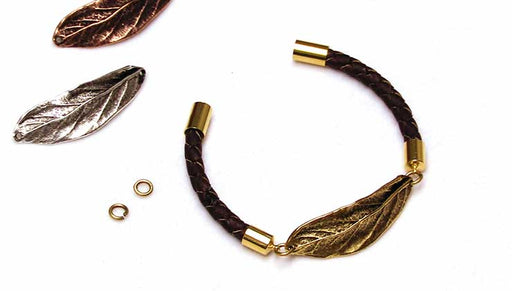 How to Make a Cork Cord Bracelet with a Curved Nunn Design Leaf Link
