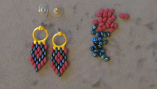 How to Make the Odessa Earrings featuring Cymbal Earring Posts for SuperDuo Beads