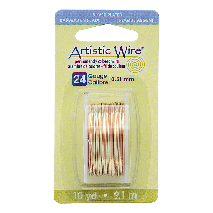 Artistic Wire, Silver Plated Craft Wire 24 Gauge Thick, Gold Color (10 Yard Spool)