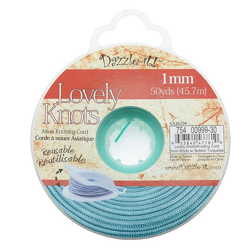 Lovely Knots - Asian Knotting Cord 1mm Thick - Turquoise (50 Yards On Bobbin)
