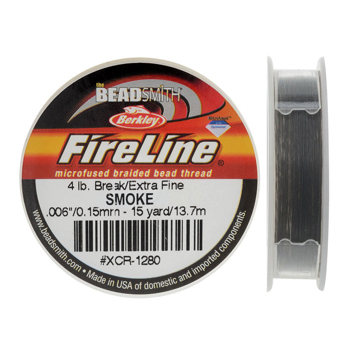FireLine Braided Beading Thread, 4lb Test and 0.005 Thick, Smoke Gray (15 Yards)
