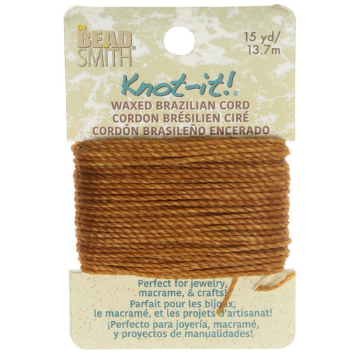 Knot-It Waxed Brazilian Cord, 2-Ply Polyester 0.7mm Thick, Almond (15 Yards)