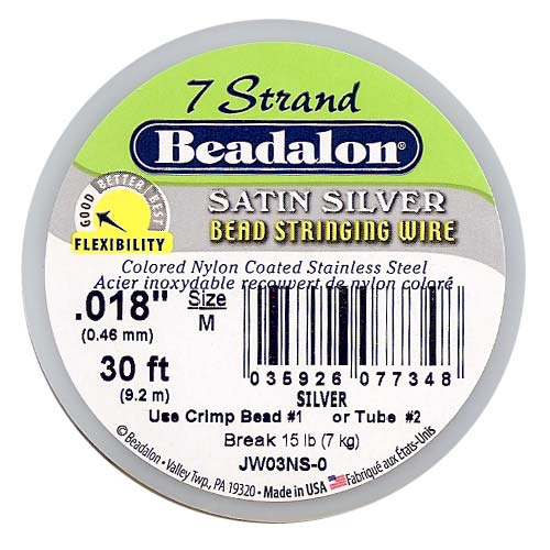 Beadalon Wire "Satin Silver" 7 Strand .018 Inch / 30Ft