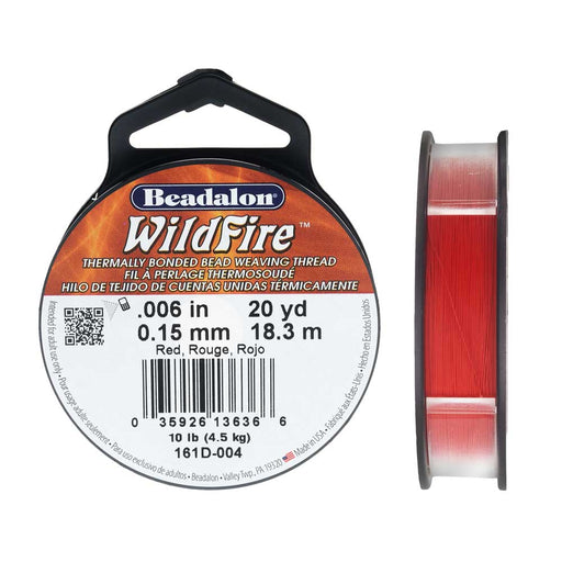 Wildfire Thermal Bonded Beading Thread, 20 Yard Spool, Red (.006 Inch Thick)