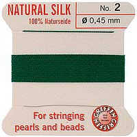 Griffin Silk Beading Cord & Needle Size 2 Green