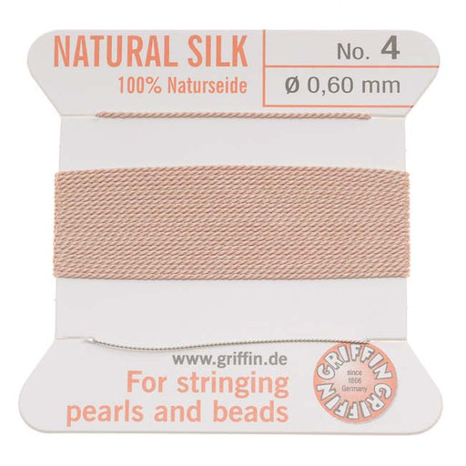 Griffin Silk Beading Cord & Needle Size 4 Lt Pink