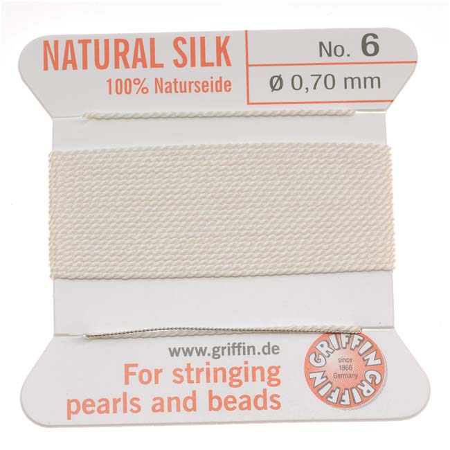 Griffin Silk Beading Cord & Needle Size 6 White