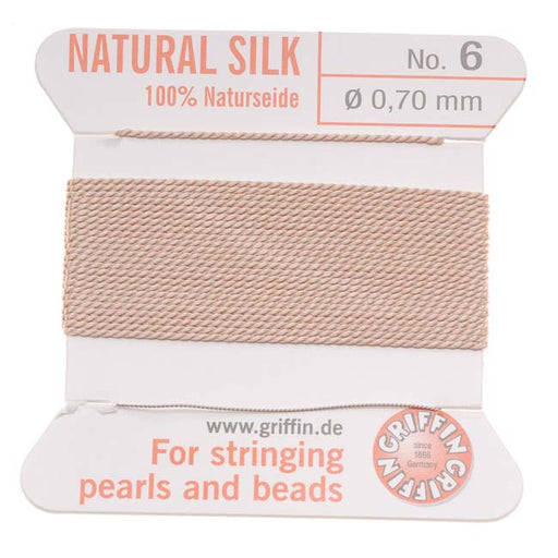 Griffin Silk Beading Cord & Needle Size 6 Lt Pink