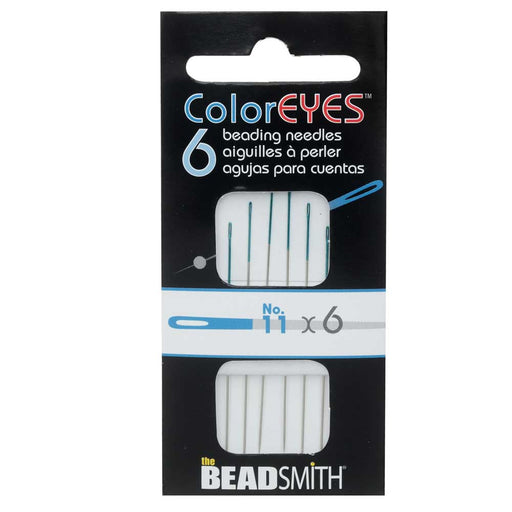 The Beadsmith ColorEYES Beading Needles, Size #11, 1 Pack of 6, Blue