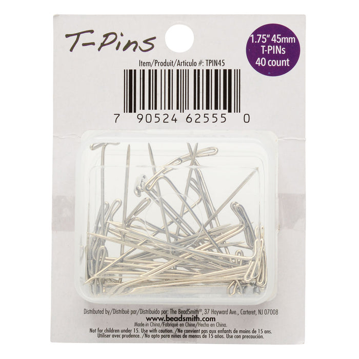 T-Pins, Metal Pins for Macrame & Sewing, 1.75 Inch Long (45mm) (1 Pack)