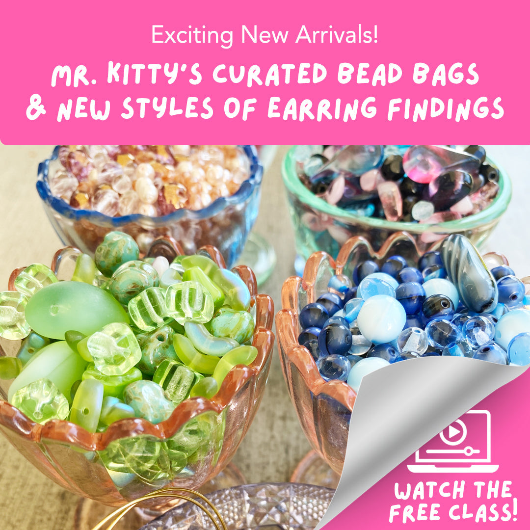 Exciting New Arrivals! Mr. Kitty's Curated Bead Bags & New Styles of Earring Findings