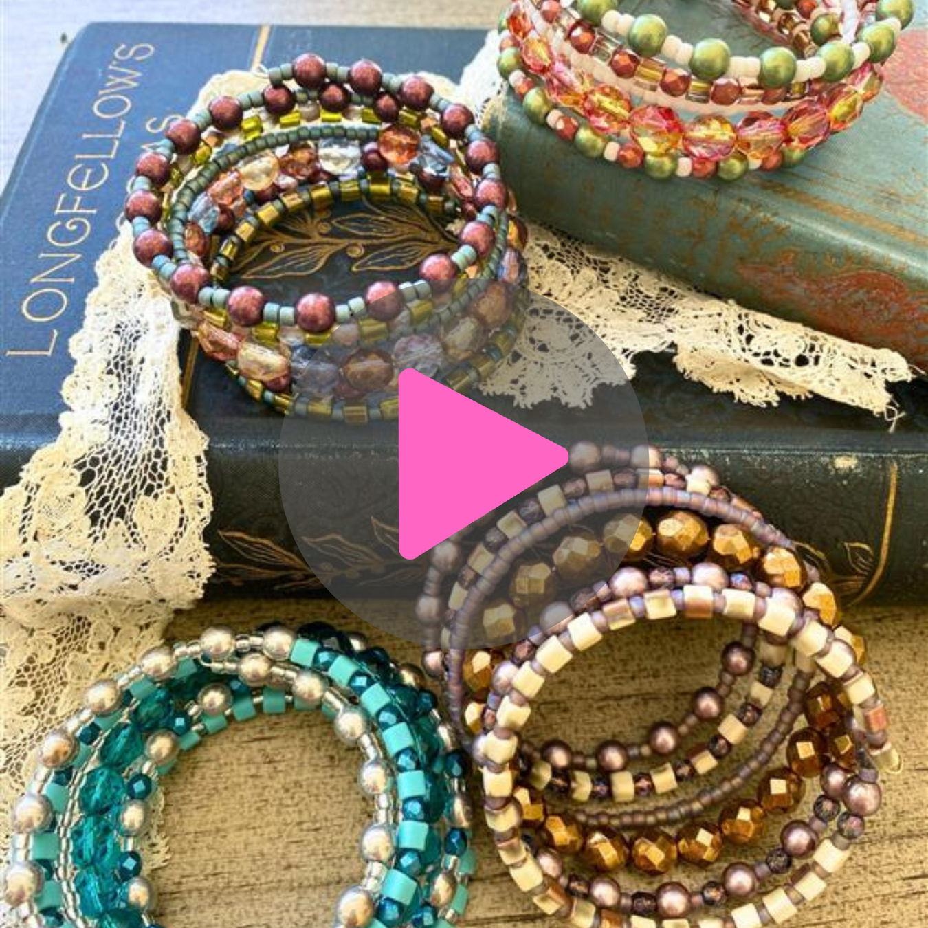 Beadaholique Live Class: How to Make the Bohemian Czech Glass Memory Wire Bracelet Kits