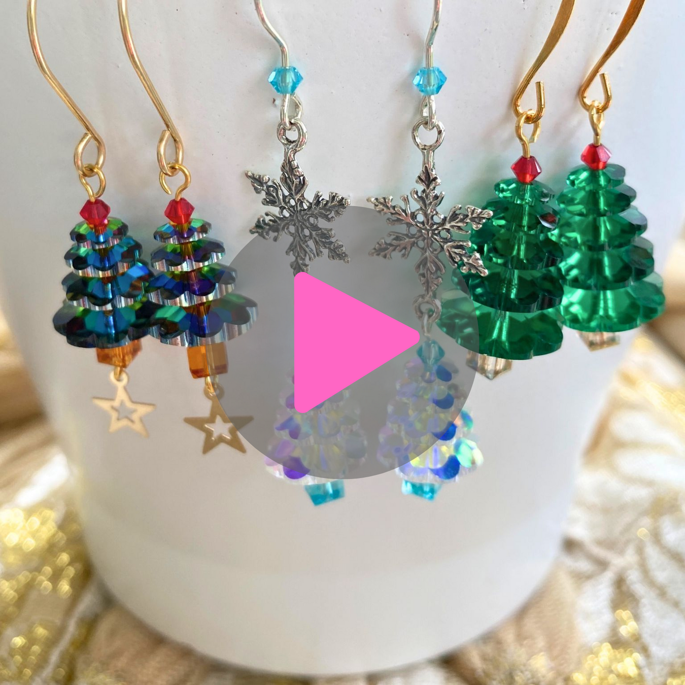 Beadaholique Live Class: How to Make 3 Pairs of Crystal Christmas Tree Earrings