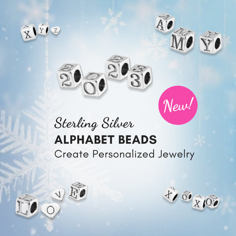 New Sterling Silver Alphabet Beads