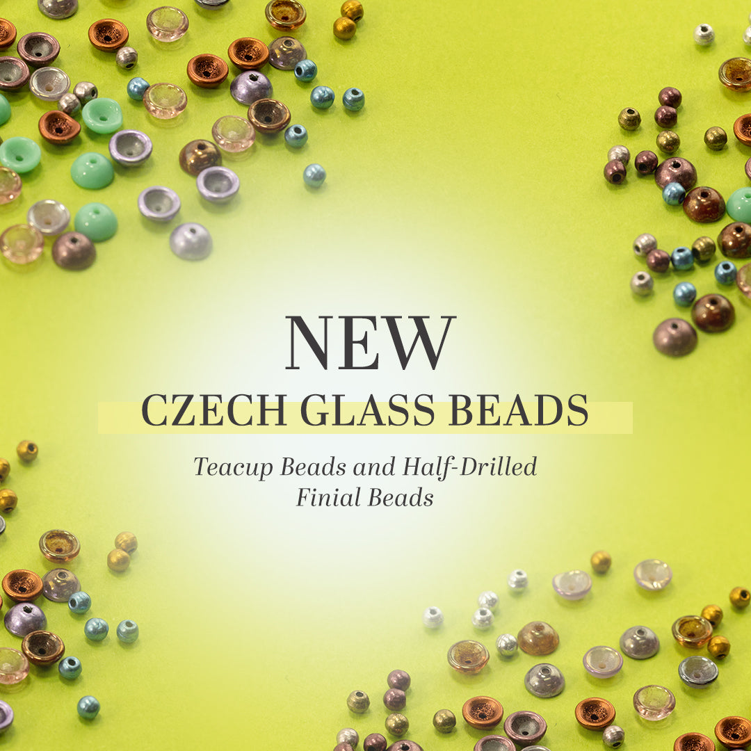 New Czech Glass Beads - Teacup & Half-Drilled Finial