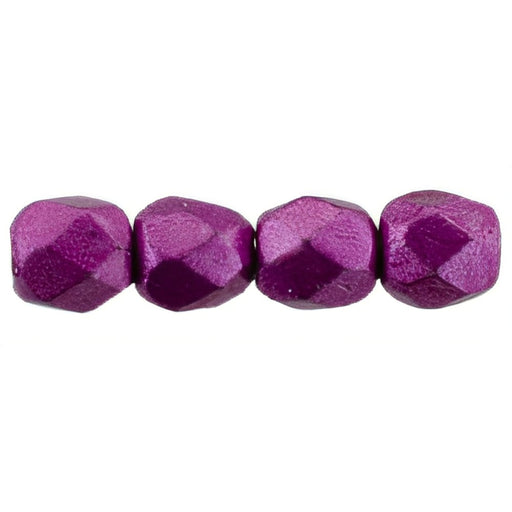Czech Firepolish 2mm ColorTrends: Sueded Gold Fuchsia Red (50pcs)